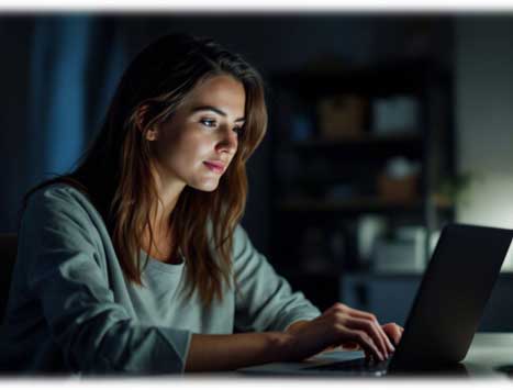 woman checking credit score on a laptop