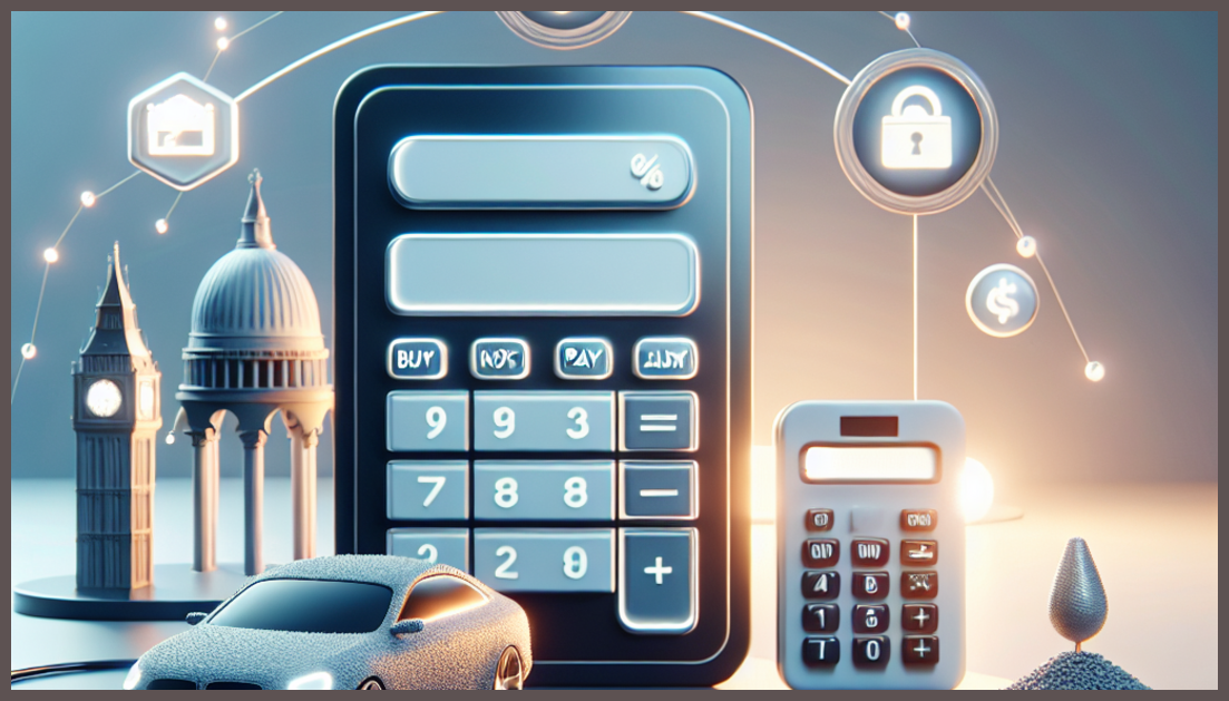 A comparison of car insurance options with a calculator and car icon.